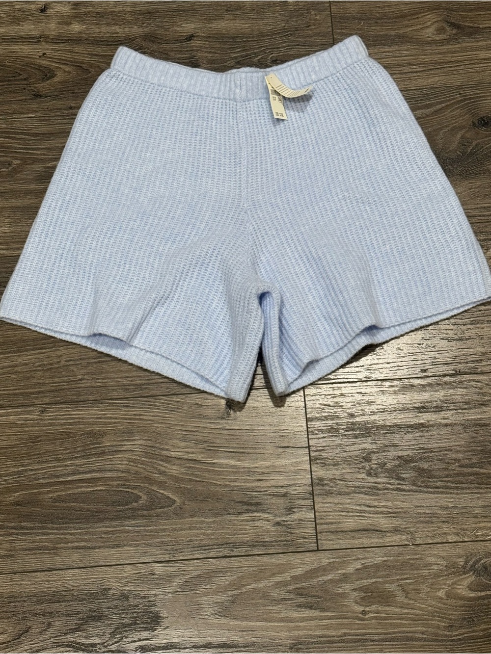 aerie Pale Blue Ribbed Knit High-Waist Shorts